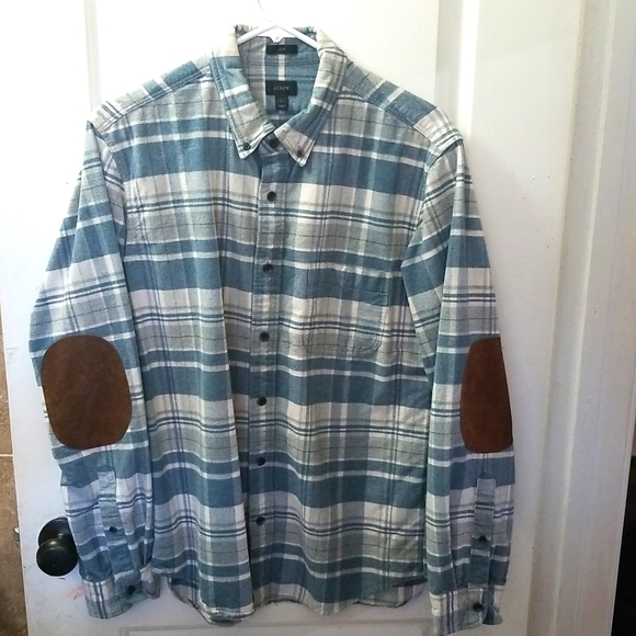 J. Crew - Button down shirt, Size - L, Color - Blue W/checkered pattern - Picture 1 of 8